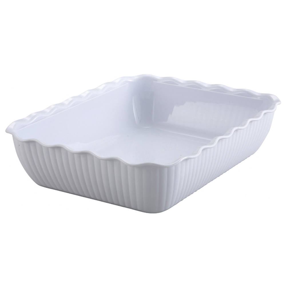 Winco White Deli Crock, 13" x 10" x 3"