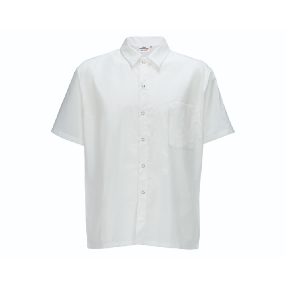 Winco White Short Sleeve Chef Shirt, Small