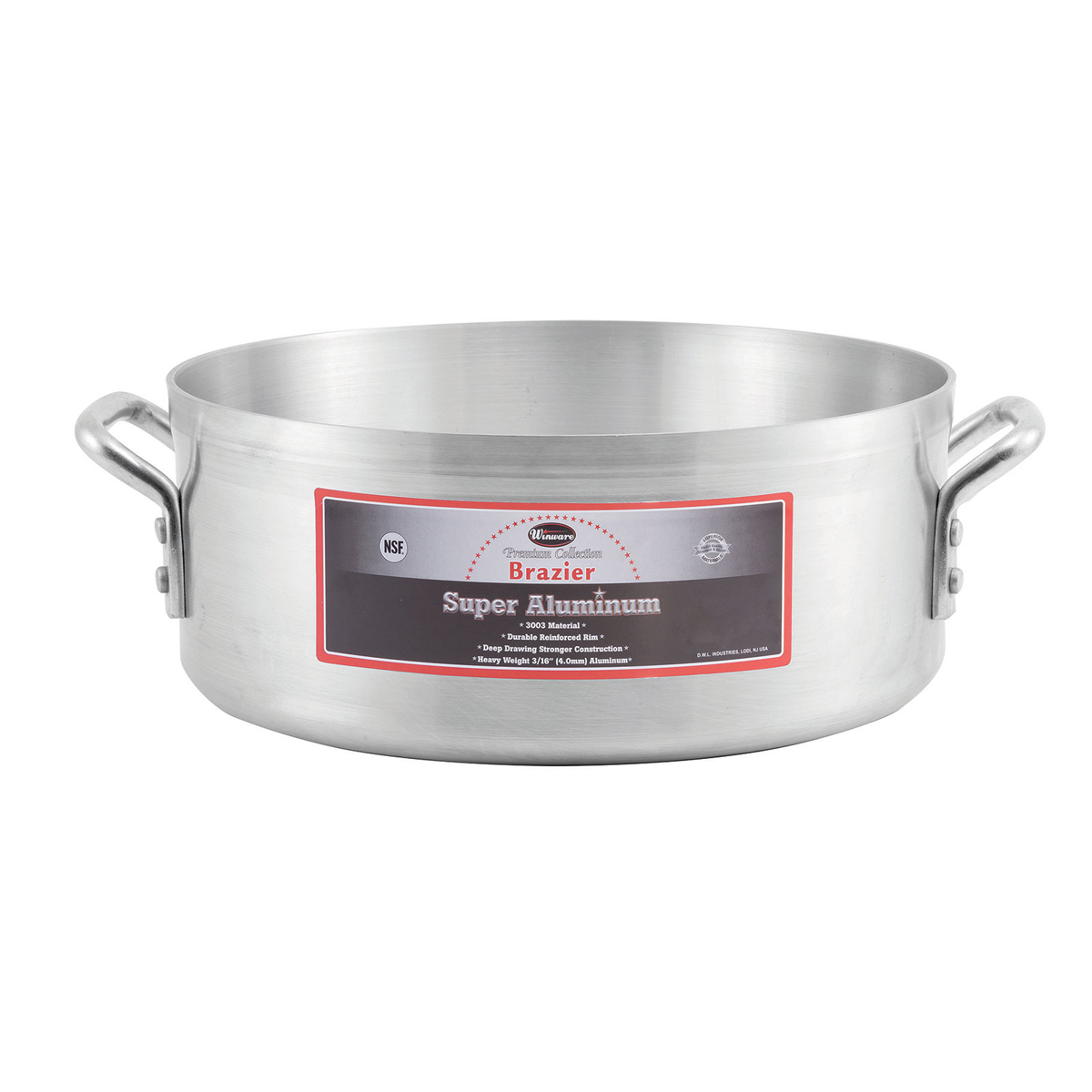 Winware by Winco AXBZ-18 18 Qt. Aluminum Brazier, 4mm, Super Aluminum