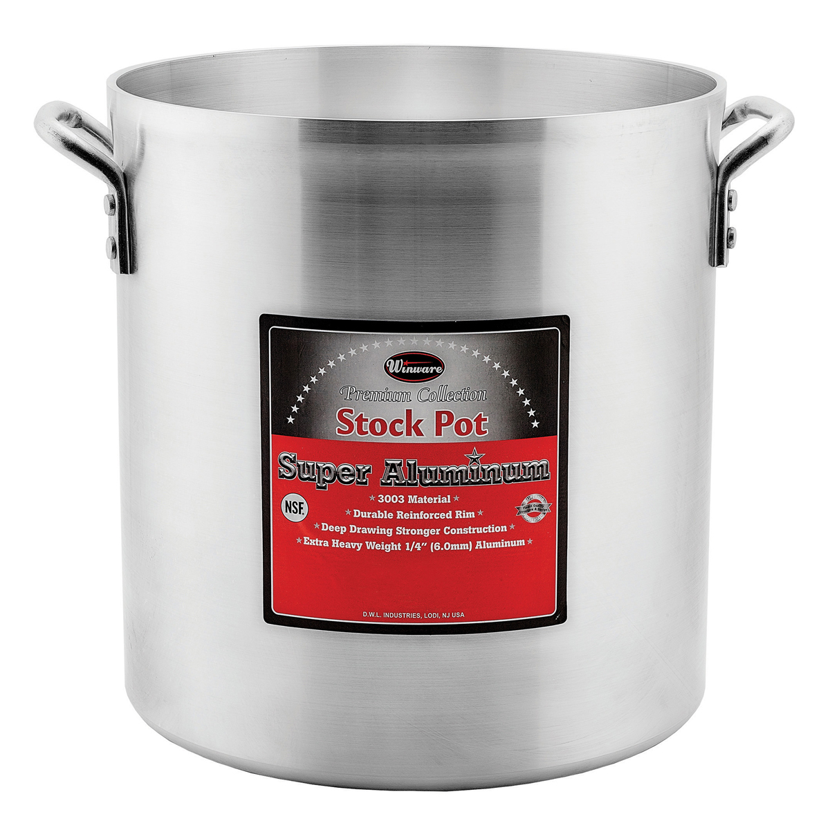 Winware by Winco AXHH-32 32 Qt. Stock Pot, 6mm, Super Aluminum