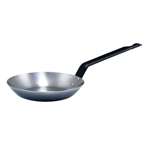 Winco French Style Polished Carbon Steel Fry Pan With Riveted Handle, 11" Diameter