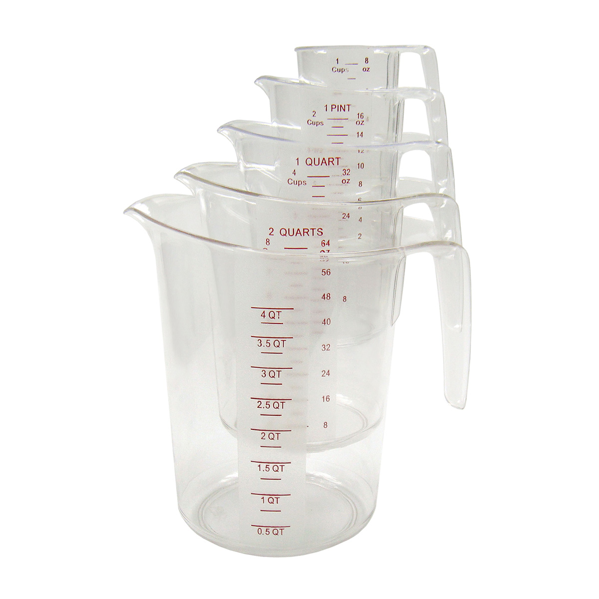 Winware by Winco PMCP-5SET Polycarbonate Measuring Cup - 5 Piece Set