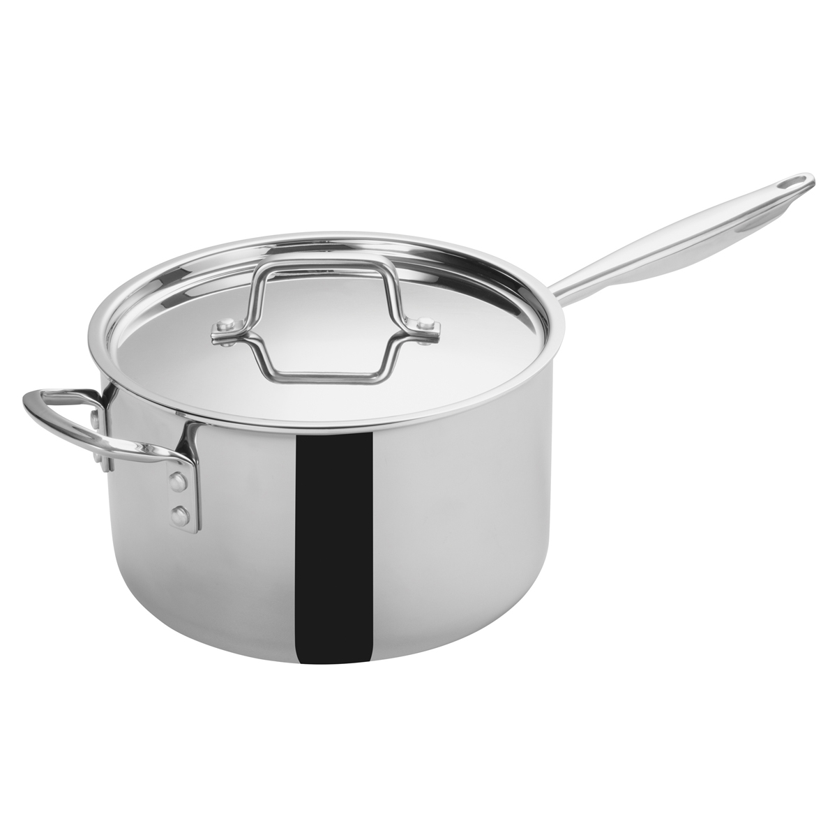 Winware by Winco TGAP-7 Tri-Ply Sauce Pan w/Cover, 9-1/2"Dia x 7-7/8"H, Helper Handle - 7 Quart