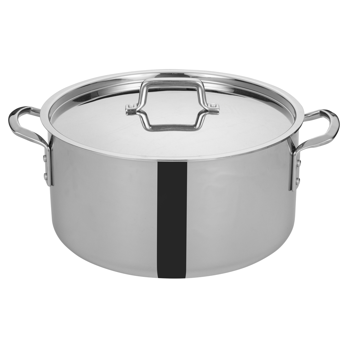 Winware by Winco TGSP-20 Tri-Ply Stock Pot w/Cover, 14"Dia x 9-1/16"H - 20 Quart