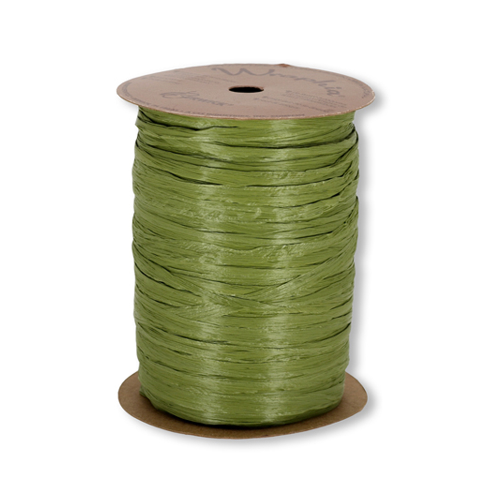 Wraphia Natural Material Ribbon, Olive Green, 100 Yards