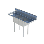 1216-2RL Two Compartment NSF Commercial Sink with Two Drainboards - Bowl Size 12 x 16