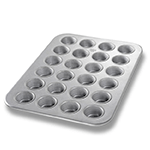 24 Cup Aluminized Steel 1.75 oz. Mini Muffin Pan. Overall Size 13" x 18"