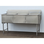 Custom Stainless 3 Compartment Sink, 70