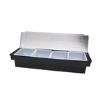 Adcraft DCD-4BK Plastic 4 Compartment Condiment Caddy Bar Dispenser with Lid