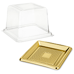Alcas Medorino Gold Square Tray with Lid, 3.75" - Pack of 10