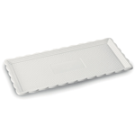 Alcas White Rectangular Medoro Plastic Tray, 5.91" x 13.78" - Pk of 50