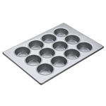 Aluminized Steel Oversized Muffin Pan Glazed 12 Cups. Cup Size 3-1/4" Dia. 1-1/4" Deep - Case of 6