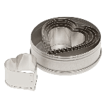 Ateco Heart Cutter Set - Plain - Stainless Steel. Sizes ranging from 1-3/4" to 3-3/4" diam. 6 Pc.Set.