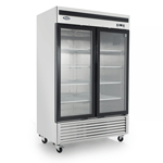 Atosa MCF8703GR 2-Section Bottom Mount Freezer Merchandiser 54.41"W x 31.5"D x 84.06"H w/2 Self-Closing Glass Doors w/Locks