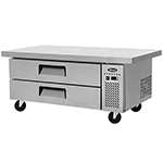 Atosa MGF8452GR One Section Side Mount Refrigerated Chef Base 60-15/32"W X 32-1/16"D X 26-19/32"H w/2 Drawers and Extended Top