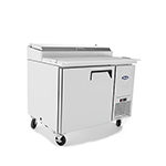 Atosa MPF8201GR Side Mount Refrigerated Pizza Prep Table 44"W X 33.1"D X 44"H with Self-Closing Solid Door
