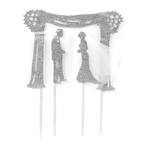 Au Bon Cake Silver Chuppah Jewish Wedding Cake Topper, 6" 