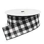 Buffalo Plaid Black & White Wired Ribbon, 2-1/2" Wide, 25 Yards