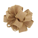 Burlap Wired Edge Ribbon 1-1/2", Natural- Roll of 25 Yards