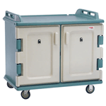 Cambro MDC1418S20192 Meal-Delivery Cart for Tray Service - 2 Compartments for 14'' x 18'' Trays - Low - Granite Green