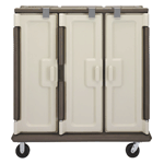 Cambro MDC1520T30194 Meal-Delivery Cart for Tray Service, 3 Compartments for 15'' x 20'' Trays, Tall - Granite Sand w/Cream Doors