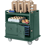 Cambro MDC24192 Beverage Service Cart For Beverage and Food Delivery in One--Recessed Top - Granite Green