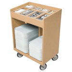 Cambro TC1418157 Tray & Silver Cart, w/Pans & Vinyl Cover - Coffee Beige