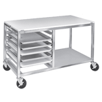 Channel MW247P Mobile Work Table, Angle Slide, Double Section w/Open Shelf - For 7 Pans