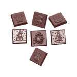 Chocolate World Clear Polycarbonate Chocolate Mold,  Christmas Designs on Squares