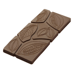 Chocolate World Polycarbonate Chocolate Mold, Cocoa Bean & Leaves Bar, 6 Cavities