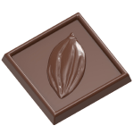 Chocolate World Polycarbonate Chocolate Mold, Cocoa Bean Square, 21 Cavities