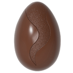 Chocolate World Polycarbonate Chocolate Mold, Egg with Wave Design, 8 Cavities