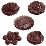 Chocolate World Polycarbonate Chocolate Mold, Flower Caraque, 15 Cavities 