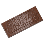 Chocolate World Polycarbonate Chocolate Mold, Merry Christmas Bar, 4 Cavities