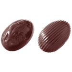 Chocolate World Polycarbonate Chocolate Mold, Ribbed & Animal Egg, 48 Cavities