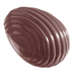 Chocolate World Polycarbonate Chocolate Mold, Striped Egg, 32 Cavities