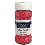 Celebakes Pink Hearts Edible Confetti, 2.2 oz.