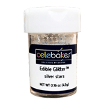 Celebakes Edible Silver Stars Glitter, 4.5 gr 