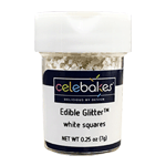 Celebakes Edible Square White Glitter, .25 oz. 