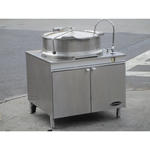Cleveland Used KDM-40-T 40-Gallon Direct Steam Tilt Kettle w/ Cabinet, 2/3 Steam Jacket, Great Condition