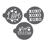 Confection Couture Valentines Round Cookie Stencil, 3-Piece Set