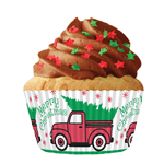Cupcake Creations Paper Cups, Christmas Tree on Truck, Pack of 32