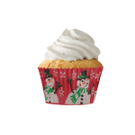 Cupcake Creations Paper Cups, Red Snowman, Pack of 32 