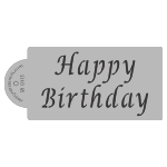 Designer Stencils Decorating Cake Stencil Happy Birthday, 3"H x 5"W in finished size