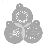 Designer Stencils Decorating Cookie/Cupcake Stencil, Holiday Christmas Greetings, easily fit on 3" round cookies