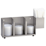 Dispense-Rite CTLD-15A S/S Cup and Lid Organizer with SH-1 - 3 Section