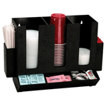 Dispense-Rite HLCO-3BT Cup, Lid, Straw and Condiment Countertop Organizer
