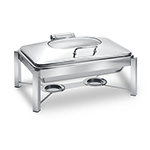 Eastern Tabletop 3945GS 8 Qt. S/S Rectangular Induction Chafer w/ Hinged Glass and Stainless Cover and Stand