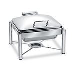 Eastern Tabletop 3954S 6 Qt. Square S/S Induction Chafer w/Hinged Dome Cover and Stand