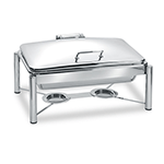 Eastern Tabletop 3955S 8 Qt. S/S Rectangular Induction Chafer w/Hinged Dome Cover and Stand
